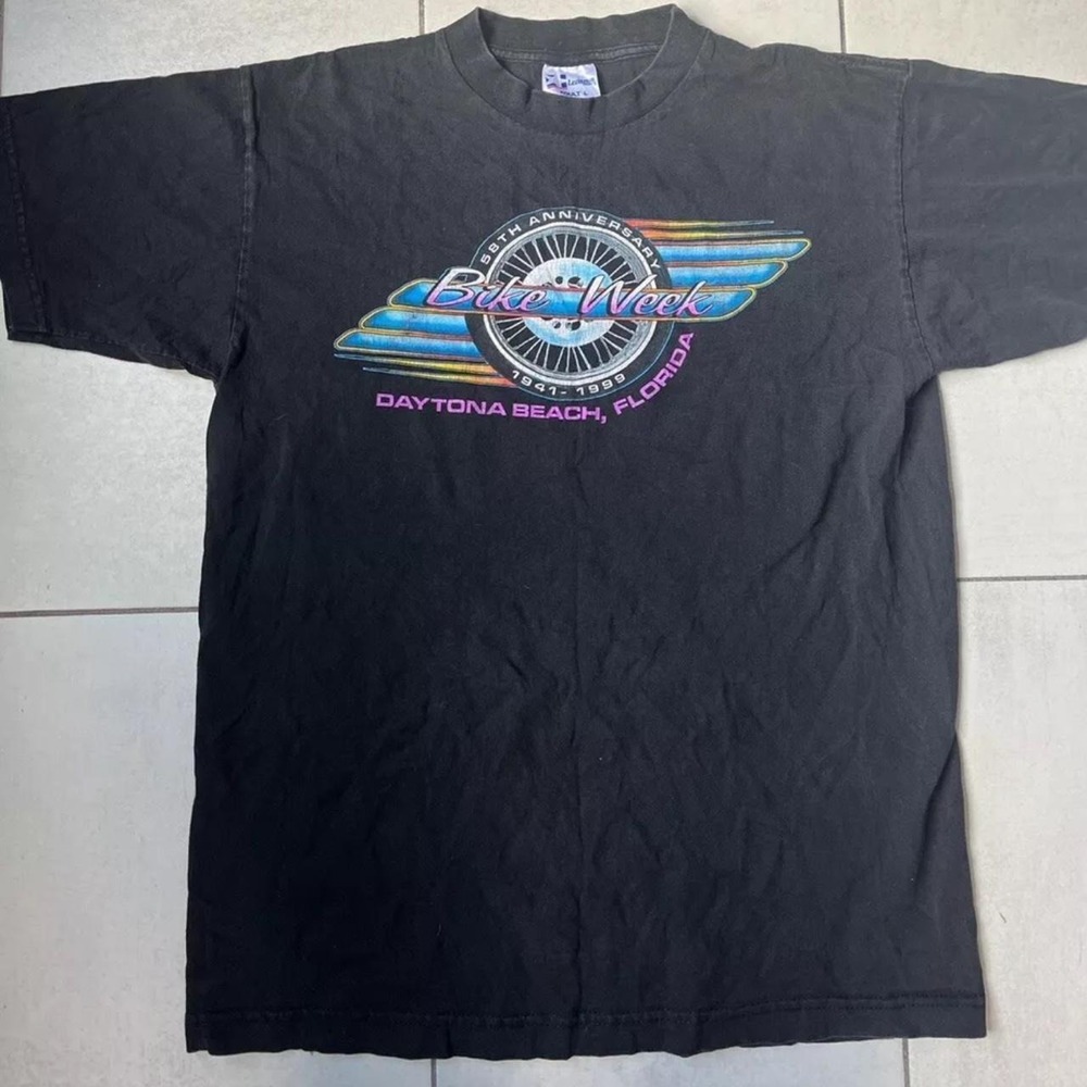 Vintage 1999 Bike Week Daytona Beach Motorcycle Graphic T-Shirt Size L